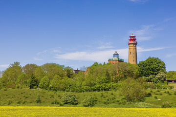 Fototapeta na wymiar Lighthouses and fields at Cape Arkona on the island of Rugen