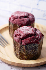 Close up of Muffins on Table Isolated on black,