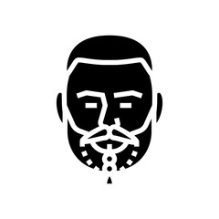 braided beard hair style glyph icon vector illustration