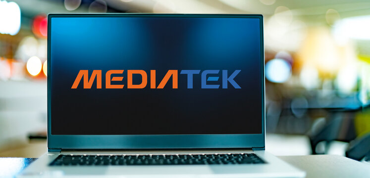 Laptop computer displaying logo of MediaTek
