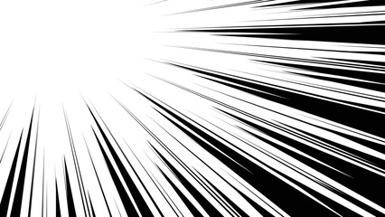 Obraz premium 黒色の漫画風の集中線のベクターイラスト