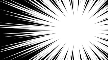 Fototapeta premium 黒色の漫画風の集中線のベクターイラスト