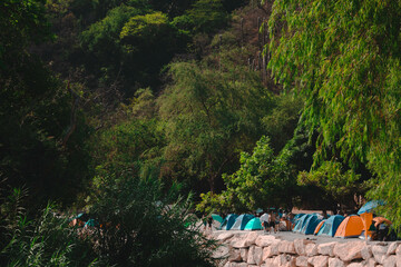 camping in the mountains