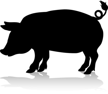 A farm animal silhouette of a pig