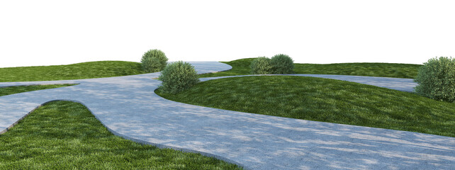 Lawns and trees on a transparent background
