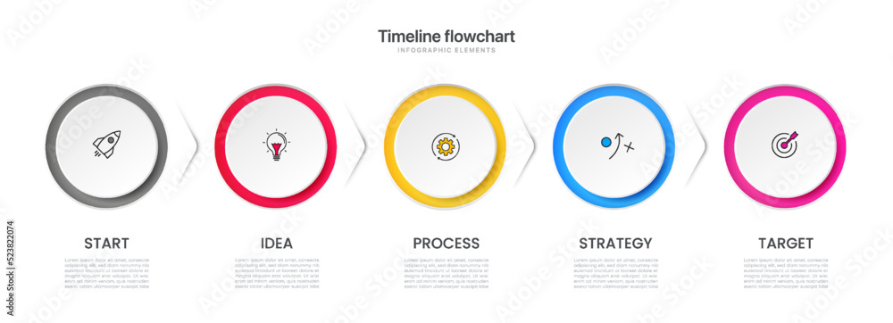 Poster timeline circle infographic design with 5 options or steps. infographics for business concept. used 