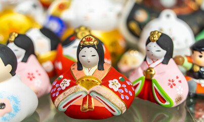 Traditional Japanese dolls used for a Hinamaturi festival for girls