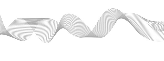 Abstract wavy gray stream element for design on a white background isolated. It used for Web, Desktop background, Wallpaper, Business banner, poster. Wave with lines created using blend tool.