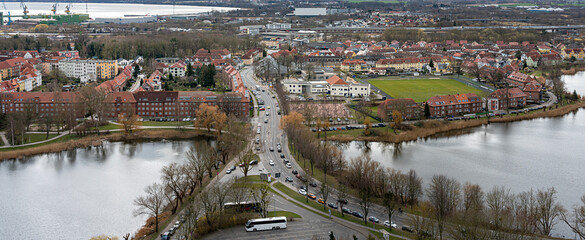 Blick von der Evangelischen Pfarrkirche Sankt Marien auf die Altstadt von Stralsund, Mecklenburg -...