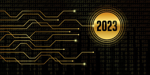 2023 new year number on binary code background