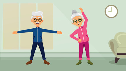 An elderly couple keeping up with healthy lifestyle. Healthy living and home life concepts. Quality leisure activity and active lifestyle.Healthy life and sports concepts at all ages.