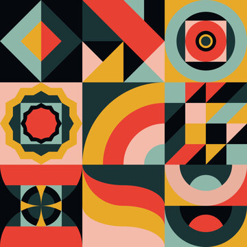 Abstract retro geometric colorful pattern. Applicable for print, apparel and web design items.