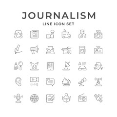 Set line icons of journalism