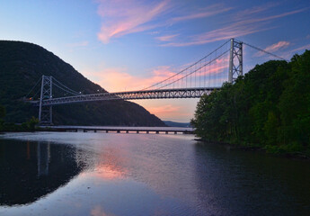 bridge over the river at sunrise