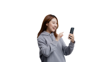 Beautiful Asian woman gesturing for advertisement editing on isolated background, portrait concept used for advertisement and signage, isolated, copy space.