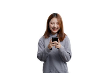 Beautiful Asian woman gesturing for advertisement editing on isolated background, portrait concept used for advertisement and signage, isolated, copy space.