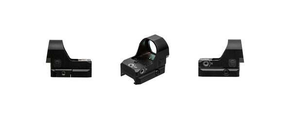 modern black collimator sight isolated on white back