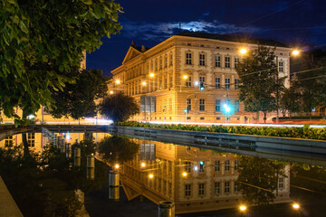 Fototapeta na wymiar Night photo of the old historical city of Brno at night.