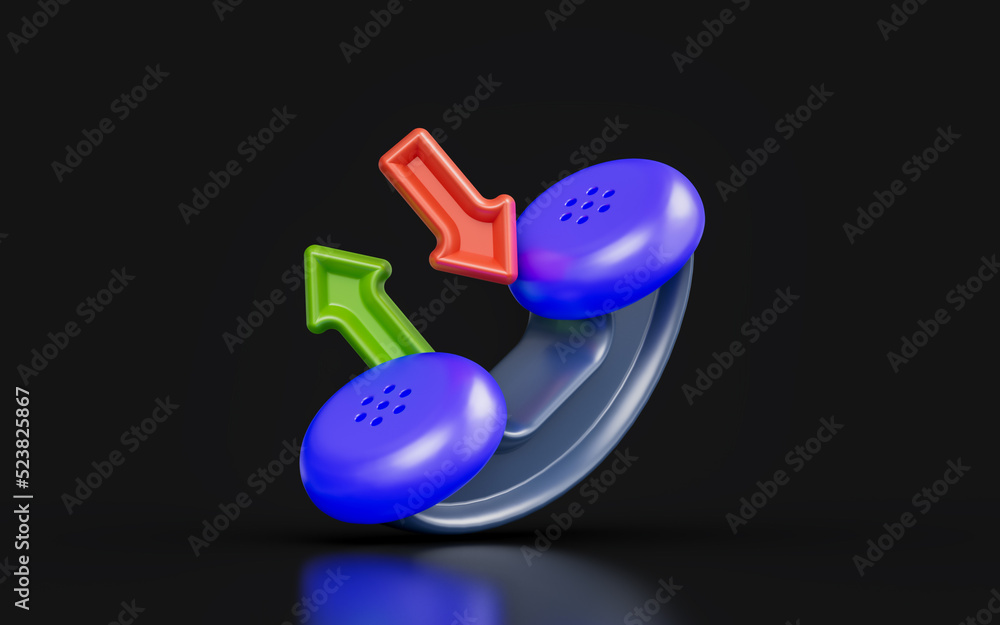 Aufkleber call log sign on dark background 3d render concept for incoming and outgoing history