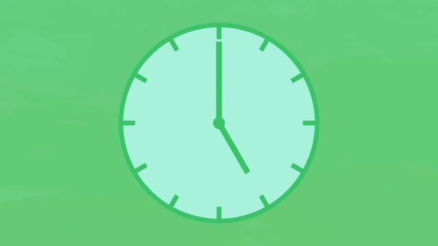 Looping animation of a clock with psychedelic changing colors marking the hours and minutes of a full day