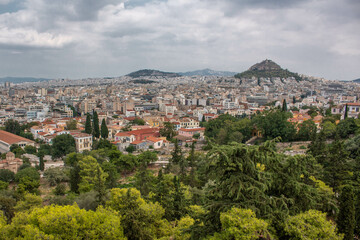 Fototapeta na wymiar Panoramic view of the city of Athens and Mount Lycabettus, Greece. 