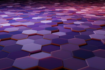 Obraz premium 紫色の六角形がある空間の３dイラスト