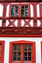 Obraz premium detail of the facade of a half timbered old house