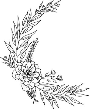 Floral Blumenkranz Line Art