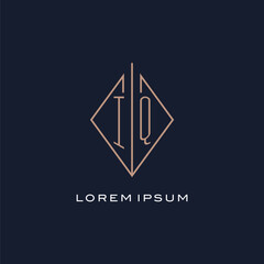 Monogram IQ logo with diamond rhombus style, Luxury modern logo design - obrazy, fototapety, plakaty