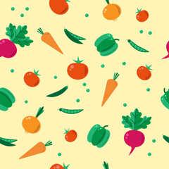 Bright seamless pattern of vegetables.