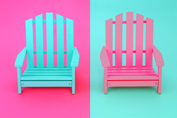Double trouble opposites attract composition with vivid chair minimal colour contrast concept with...