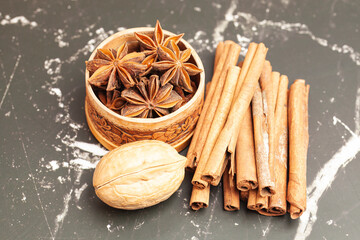 Cinnamon sticks and anise star