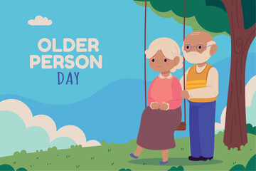 Fototapeta premium old couple cartoon
