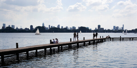 Skyline of Rotterdam seen from the Kralingse Plas