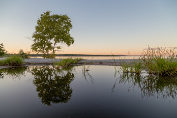 view of Ladoga skerries at sunset in the republic of karelia. High quality photo