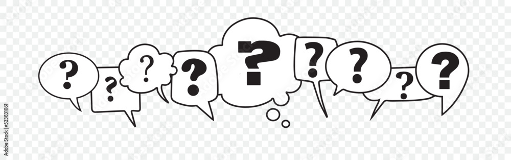 Poster speech bubbles question on transparent background