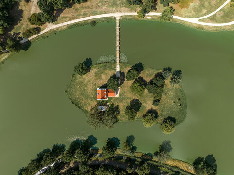 Hungary - D&eacute;g - The Dutch House in the park of the Festetics Palace from areal view