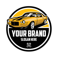 Classic sport car circle emblem logo vector illustration