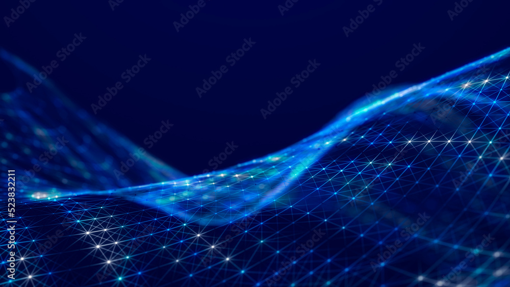 Poster lights background. colored music wave. big data digital code. futuristic dots illustration. 3d