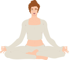 Woman doing yoga meditation illustration