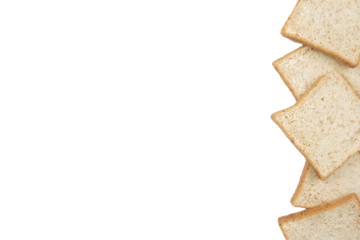 homemade toast wheat bread sliced isolated on white background.copy space for text.flat lay