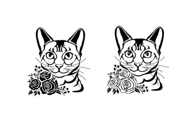 Floral Cat Vector