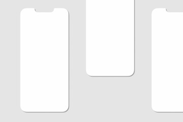 Realistic blank phone screen illustration for mockup. UI UX app presentation. 3D Render.