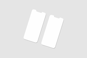 Realistic blank phone screen illustration for mockup. UI UX app presentation. 3D Render.