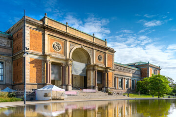 Facade of National Gallery of Denmark (Statens Museum for Kunst), museum of fine arts in Copenhagen, Denmark