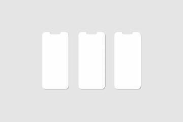 Realistic blank phone screen illustration for mockup. UI UX app presentation. 3D Render.