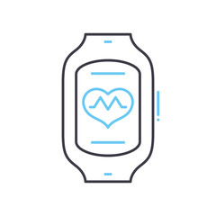 heart rate monitor line icon, outline symbol, vector illustration, concept sign