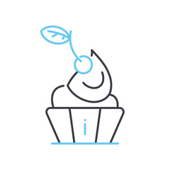 strawberry cupcake line icon, outline symbol, vector illustration, concept sign