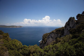 Fototapeta na wymiar Vista di Alghero in Sardegna dalle Grotte di Nettuno
