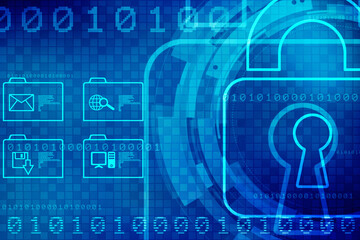 2d illustration Safety concept: Closed Padlock on digital background